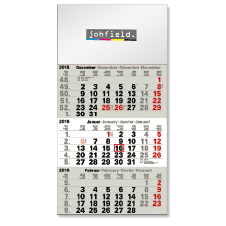 3-Monatskalender für das Folgejahr